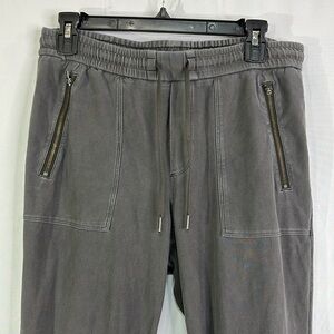 💌 Athleta gray off black elastic waist joggers with ankle zippers damage